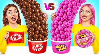 Desafio Comida Rosa vs Comida Chocolate | Situações Engraçadas por Choco DO
