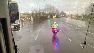 Blackpool FC Supporters being Police escorted out of Derby County’s Pride Park after Full Time￼