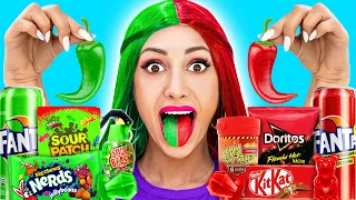 Red VS Green Food Challenge | Eating Only 1 Color Food for 24 Hours by Crafty Hype