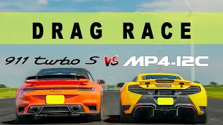 Tuned McLaren MP4-12C takes on 2022 Porsche 911 Turbo S. Drag and Roll Race.