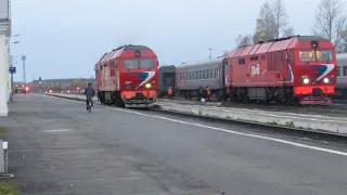 Рабочий поезд Дно - Старая Русса/Бологое. Тепловозы ТЭП70БС ранних выпусков