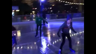 David Beckham son Cruz and Romeo ice skating