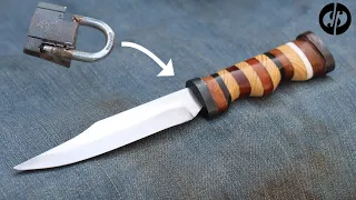 Making Knife out of Padlock Shackle - Knife Making