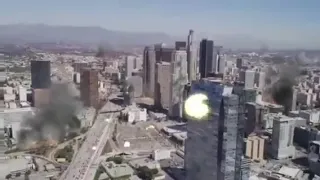 L.A. Apocalypse - earthquake and Hollywood sign getting melted by lava scene