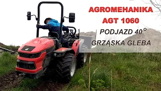 Praca z łyżką, pochyły wjazd, grząska ziemia - Traktor Agromehanika AGT 1060