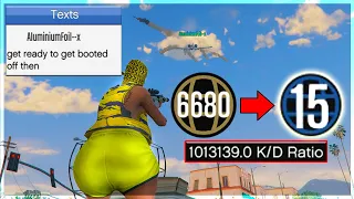 Salty Rank 6680 With a Million KD Threatens To Boot My Level 15 Offline in gta online