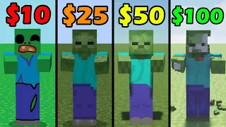 minecraft for 10$ vs 25$ vs 50$ vs 100$ be like