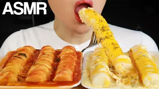 ASMR CHEESY GIANT RICE CAKES SPICY+CREAMY EATING SOUNDS MUKBANG