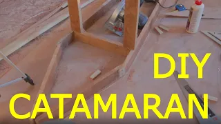 Building a tiny sailboat Catamaran DIY!  Plywood and fiberglass catamaran | Sailing Chema | part 1