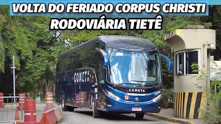 MOVIMENTO na VOLTA DO FERIADO CORPUS CHRISTI na RODOVIÁRIA do TIETÊ!