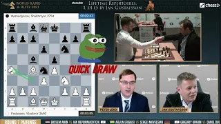 Close Friends make a Quick DRAW in GM Fedoseev Vs GM Mamedyarov in World Blitz Championship 2021