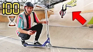 100 QUARTER PIPE SCOOTER TRICKS IN 1 HOUR CHALLENGE