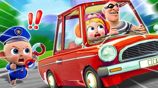 Baby Police Chase Thief | Stranger Danger Song | Funny Kids Songs & More Nursery Rhymes | Little PIB