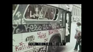 New York 1970s Public Transport, graffiti tags on trains