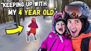 Keeping Up Tree Skiing + Filming  | 4 Year Old Girl | Mic Cuteness