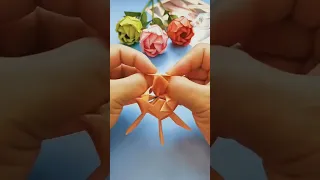 Making a paper flower - 01 #how-to #origami #paper #flowers #shorts