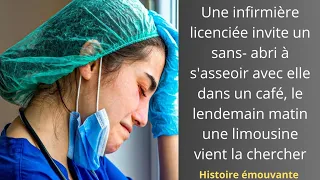 Une infirmière licenciée invite un sans- abri à s'asseoir avec elle dans..... @Histoire-Emouvante