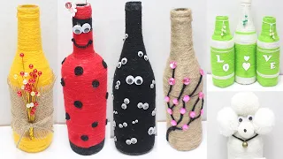 Glass bottle decoration ideas with wool | glass bottle craft idea easy