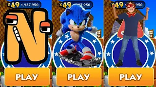 Sonic Dash vs Tag with Ryan vs Alphabet Lore Run - All Characters Unlocked vs All Bosses Eggman Zazz