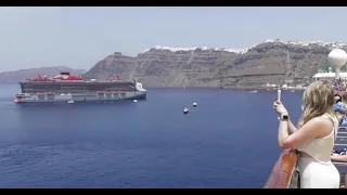 Santorini Tender Boat Run into Harbour Resilient Lady Virgin Cruise Ship