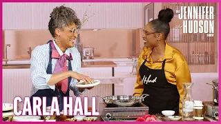 Carla Hall Makes Shrimp and Grits with Jennifer Hudson