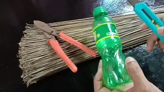 Easy Broom binding with plastic bottle/How to make Broom at home/Jharoo bananeki tarika