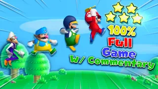 New Super Mario Bros Wii 4 Player 100% Full Game Walkthrough