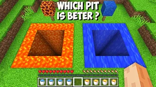 Which DEEPEST PIT is BETTER in Minecraft? I found THE BIGGEST LAVA vs WATER TUNNEL!