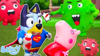 Bluey, Be Careful Virus Attacks In The Park | Bluey & Peppa - Safety Lesson Story