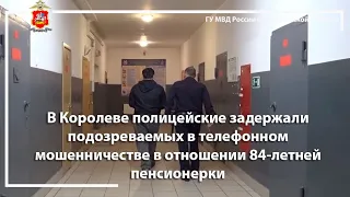 В Королеве полицейские задержали подозреваемых в телефонном мошенничестве в отношении пенсионерки