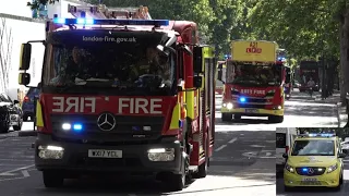 Fire trucks responding to a fire in a London tower block 🔥 🚒