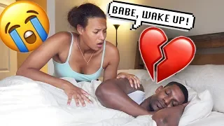 NOT WAKING UP PRANK ON WIFE!! *CUTE REACTION*