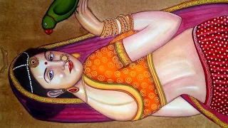 Beautiful Indian girl poster colour ||  Rajasthani painting || Timelapes Video