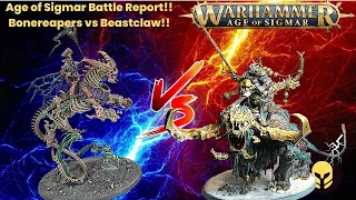 Age of Sigmar Battle Report: Beastclaw Raiders vs Bonereapers: Boulderhead vs Petrifex Elite!!!