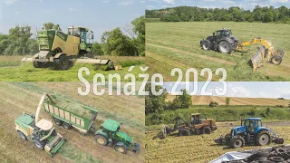 Senáže 2023 - Krone BIG M450, BigX 780, RX400 GL, John Deere 7R 270 GEN 2, Valtra, New Holland, ROC