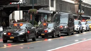 Counter terrorism convoy patrols New York, and other police cars in the city 🚔