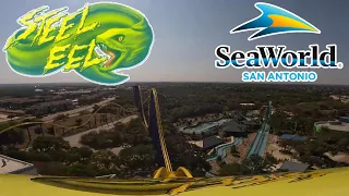 Steel Eel POV at SeaWorld San Antonio | Front Row | 4K | 2023