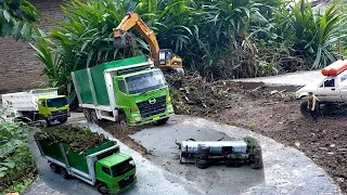 PENGERUKAN SAMPAH Rc Truk Hino 500 Tronton Hino 500 Engkel Terjebak dan Terguling Saat Kirim Sampah