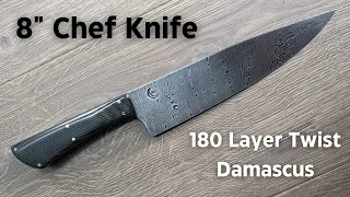 Forging a 180-Layer Twist Damascus Chef Knife