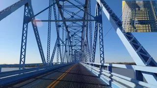 Crossing one of the scariest bridges I have ever been on!  1 mile long and 19.7 feet wide!