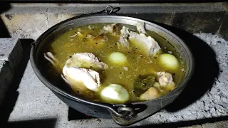 Очень насыщенный и вкусный холодец из 3 видов мяса в казане на костре!