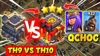 TH9 VS TH10 War Attack Strategy 2023 | TH9 Vs TH10 3 Star Attack Strategy (Clash of Clans)