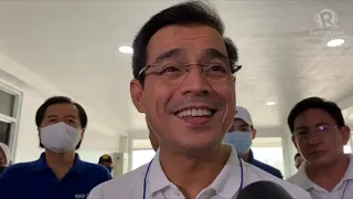 Isko Moreno talks to media in Surigao City