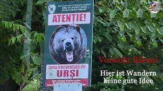 Warnung vor Braunbären am Straßenrand in den Karpaten