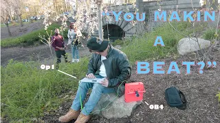 Dude Wanted to Rap Over this Beat I was Making at the Park ... // OP1 Beat making // OB4