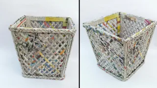 Newspaper basket | multi storage basket | newspaper tokri | newspaper craft | basket making | HMA195