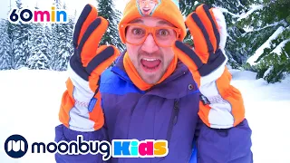 Блиппи и снегоходы в снегу | 60 минут | Обучающие видео для детей | Blippi Russian