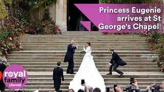 Princess Eugenie arrives at St George's Chapel with Prince Andrew