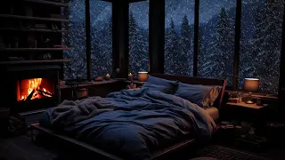 I fell asleep in 5 minutes! Winter fireplace and snowstorm sounds for deep sleep