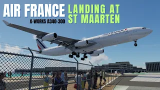 Landing Above People's Heads | Air France Landing at St. Maarten | X-Works A340 | X-Plane 12